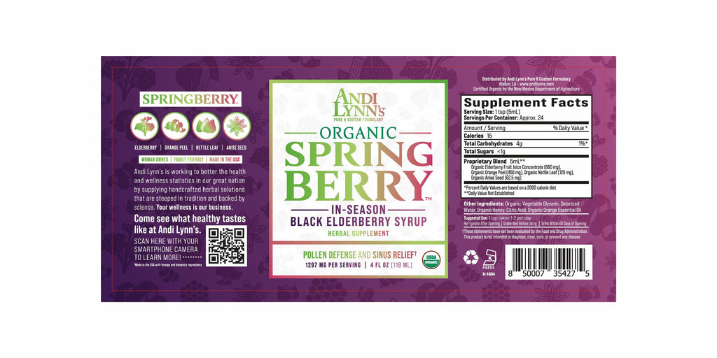 Andi Lynn's Organic Springberry Syrup 4oz