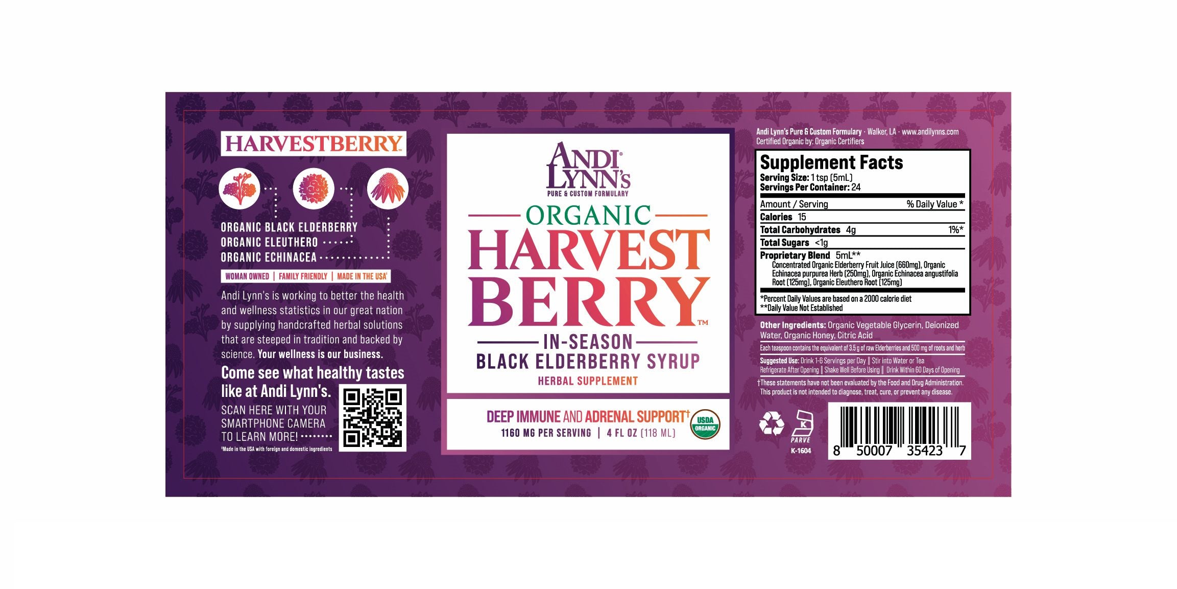 Andi Lynn's Organic Harvestberry Syrup, 4oz